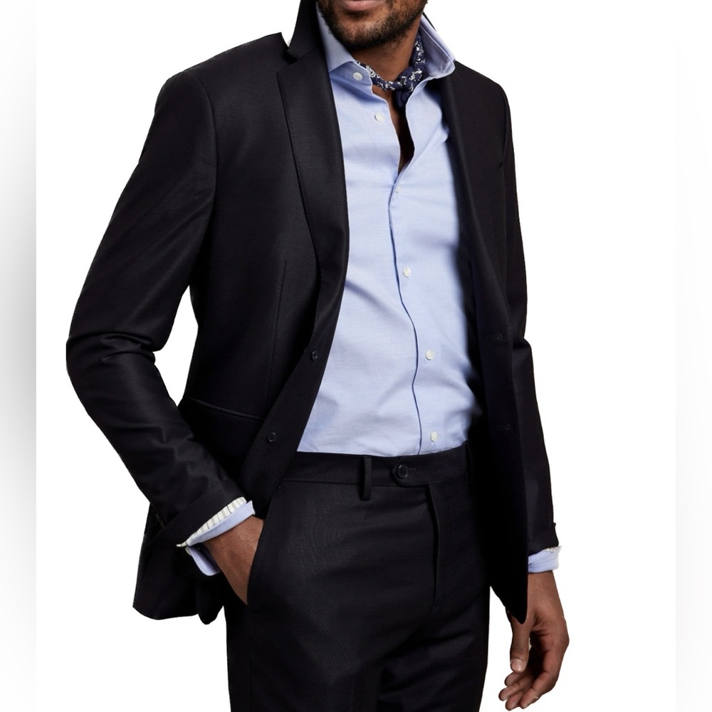Banana Republic Black Signature Hopsack Button Front Suit Jacket Size 44R